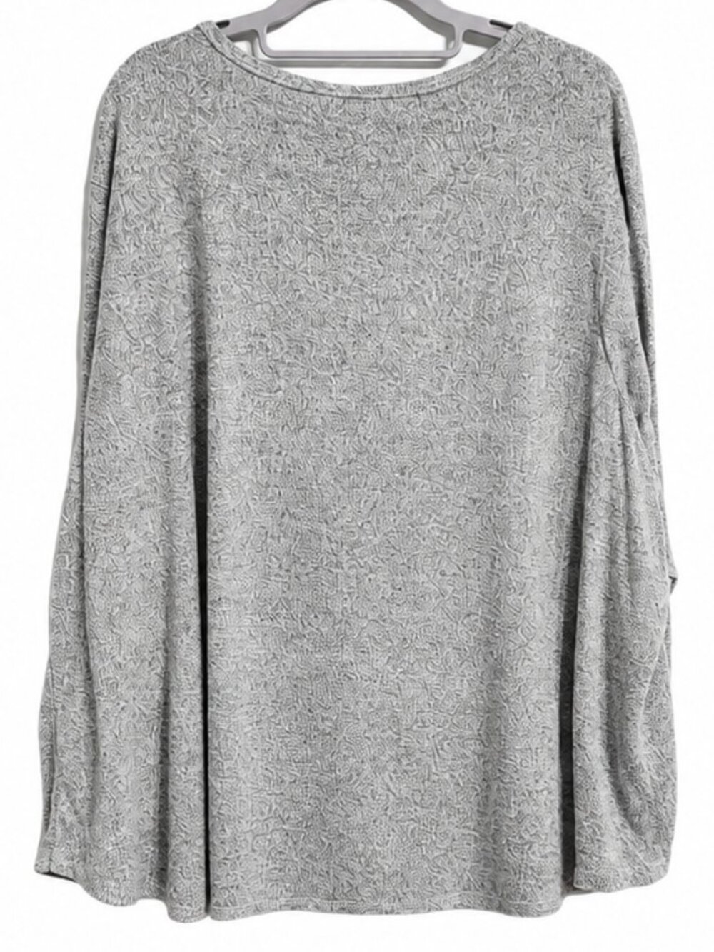 Bobeau Women’s Plus Size 3X Gray Marled Lace-Up 3/4 Sleeve - Picture 2 of 13